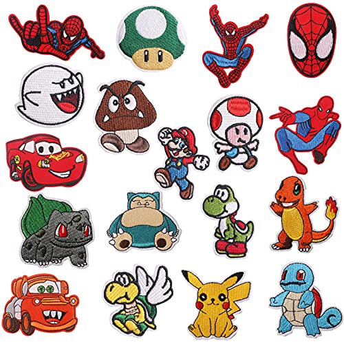 18pcs Flicken zum Aufbügeln Kinder Bügelflicken Jungen Patches zum Aufbügeln Erwachsene Aufbügelflicken Kinder Knie Aufnäher zum Aufbügeln Für Kleidung Jacken Rucksäcke Jeans