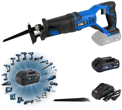 Sega A Gattuccio - Linea Professionale Monobatteria ONE4ALL 20V - Velocità 3000 rpm Capacità Taglio 115mm, Lama per legno + 1 Batteria 2.0Ah e Caricabatteria inclusi - ENG PRO