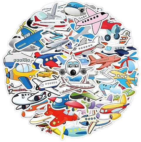 AUCEKO Set di 60 adesivi per aerei, impermeabili, in vinile, per laptop, bambini, auto, moto, skateboard, bagagli, valigie, computer, graffiti Decal