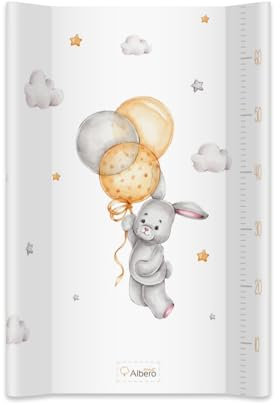 Albero Mio Wickeltisch | 80x47 cm | Wickeltisch für Bett oder Kommode | Wickeltisch mit Sicherheitsfüßen | Babywickeltisch | Jungen- und Mädchenauflagen | Babyhase