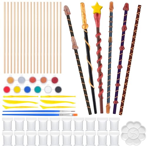 47 Pcs Magic Wizard Wand Making Kit DIY Craft Set for Kids Adult Make Your Own Wizard Wands for School Student Activities Kids Birthday Party Gift Halloween Witch Theme Cosplay Party Supplies