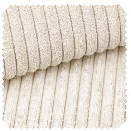 novely® PORTO - Polsterstoff in Breitcord-Optik - Ultraweicher Möbelstoff - Pflegeleichte Meterware 1 lfm | Farbe: 105 Creme Biskuit