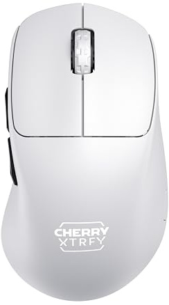 CHERRY XTRFY M64 Pro Wireless, Mouse da Gioco Ultraveloce, 2,4 GHz, Ottimizzato per esports, Mouse 8K, Forma Ergonomica Piatta Davanti, Bianco