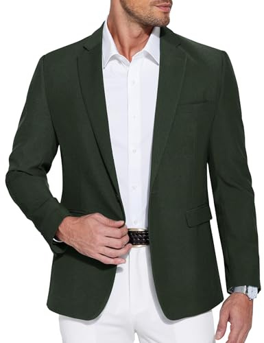 COOFANDY Giacche da Uomo Giacca Sportiva per Il Tempo Libero Blazer da Lavoro da Uomo Giacca Giacche da Completo Sportivo con Risvolti Classici Abito Elegante Matrimonio Verde Scuro XXL