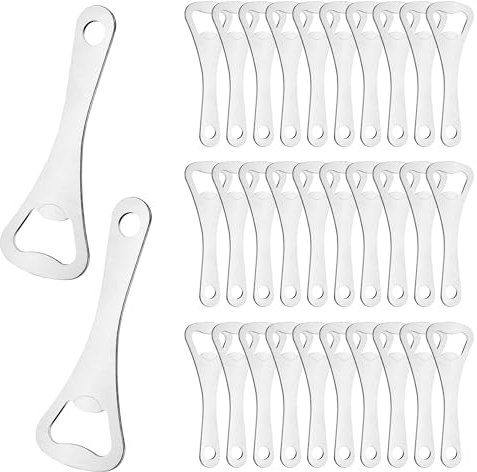 30 apribottiglie, apribottiglie in acciaio inox, piatto, portatile, per cucina, bar, ristorante, argento