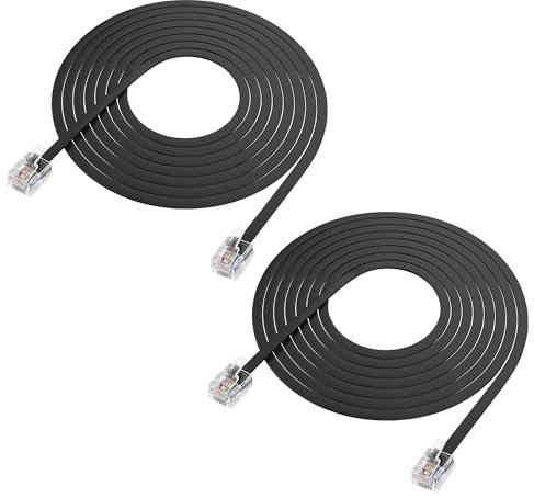 XMSJSIY Lot de 2 rallonges RJ12 6P6C - Câbles téléphoniques mâles vers mâles - Données pro grade et ligne vocale pour réseau fixe, téléphone, modem, fax - 3 m