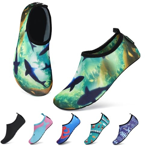 SAGUARO Enfant Chaussures Aquatiques Fille Garçon Chaussons de Plongée Chaussettes d'eau pour Sports Nautiques Piscine et Plage Natation Surf Voile Mer Rivière