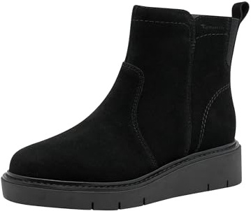 Tamaris Comfort Stivaletti da donna in pelle con cerniera, Nero (Black Suede), 38 EU