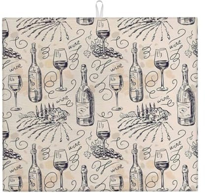 Wein- und Weinherstellung, Weingut, Traubenfelddruck, Küchenarbeitsplatte, saugfähiges Pad hält die Arbeitsplatte trocken, einfach zu verstauen, zu falten und aufzuhängen