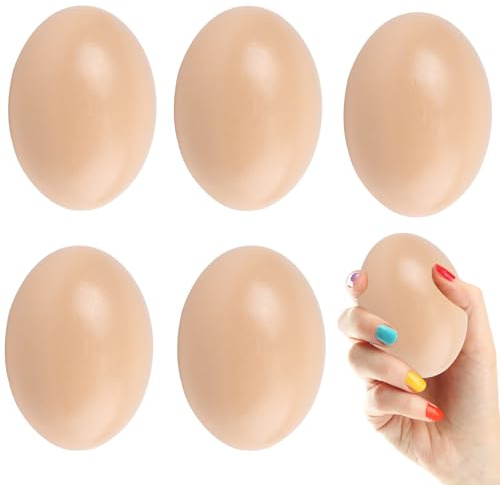 Huevos de Madera, Huevos Falsos para Gallinas, 5 Piezas Huevos Simulados, Huevos Falsos Gallinas, Huevos Artificiales, Huevos Falsos Realistas, Huevos De Gallina De Madera(superficial)
