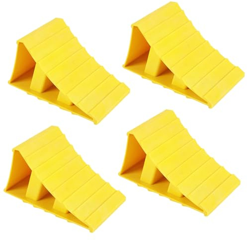 JSUOEO 4 cuñas de ruedas para coche, 20 × 12 × 11 cm, cuñas para remolques, muebles, plástico, cuñas de freno, topes de rueda, cuñas para autocaravanas