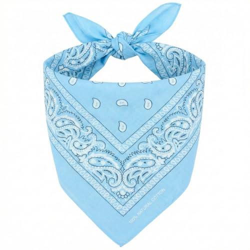Keystone Peak KP Bandana Azul Claro – 100% Algodón & Fibra Natural – Pañuelo Cabeza Hombre y Mujer Sin Poliéster – Suave, Resistente & Lavable – Bandana Hombre y Mujer – Unisex & Niños