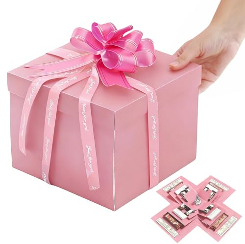 YFaith Créatif Boîte Cadeau, Boite Cadeau Anniversaire 5 Couches | Boite Explosion Surprise Rose, pour Anniversaires, Jubilés et Saint-Valentin
