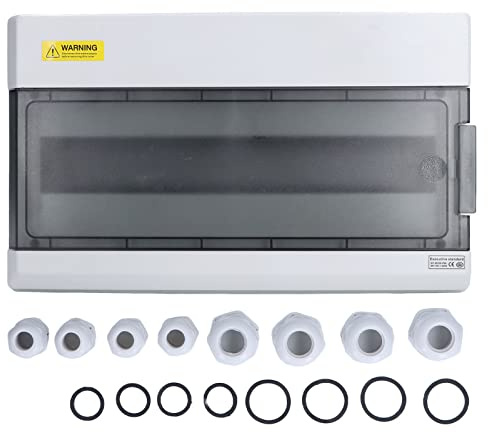 Scatola di distribuzione impermeabile a 18 vie per guida DIN, scatola di giunzione per esterni IP66, custodia elettrica con copertura trasparente e guida DIN per sistemi di