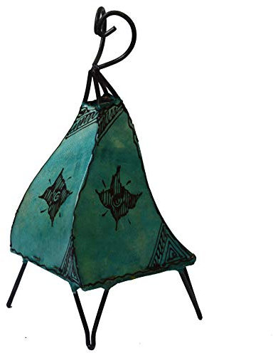 Simandra Orientalische Lampe Stehlampe marokkanische Hennalampe Lederlampe Tischleuchte Stehleuchte Mellah Orient 40 cm Color Grün