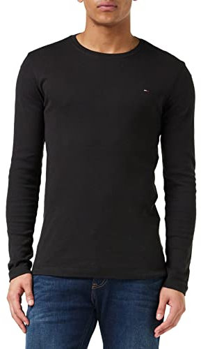 Tommy Jeans Herren Tjm Original Rib Longsleeve Tee Dm0dm04409 Langarm Strickoberteile, Schwarz, M EU
