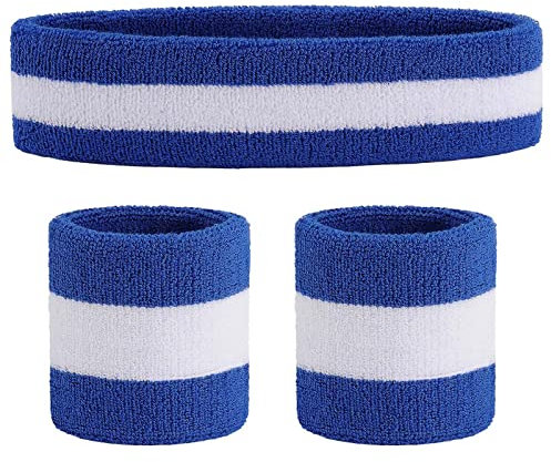 ONUPGO Schweißband Set Sportstirnband Handgelenk gestreifte Schweißbänder Frottee Sporttraining Basketball-Armband Stirnbänder Feuchtigkeitstransport Schweiß absorbierendes Stirnband