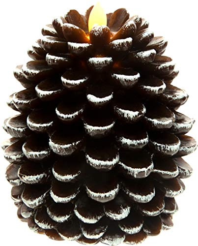 Pavilion Gift Company - Brown 5 Inch Pinecone LED-Lit Battery Operated Realistic Flame Candle Made from Real Wax