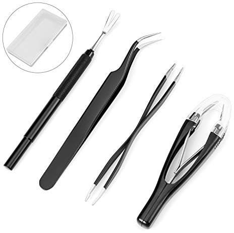 Qisiewell Edelstahl Zeckenentferner Set Schwarz 4er Pack Zeckenzange Zeckenpinzette Zeckenhaken - Zeckenentfernung fur Mensch und Tier
