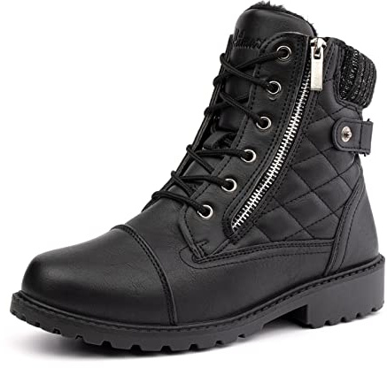 Winter Boots Women Ankle Boots Ladies Snow Boots Cushioned Wide Lace Up Rubber Ankle Boots Comfy Non Slip Warm Cosy Boots Black Size 9 UK