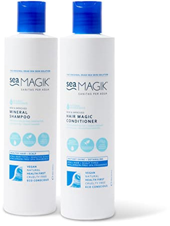 Sea Magik - Seaweed Shampoo and Conditioner Set with Dead Sea Salt and Salicylic Acid to Exfoliate and Cleanse Dry or Sensitive Scalps, Allergen-Free Fragrance, Vegan, Cruelty Free (2 x 300ml)