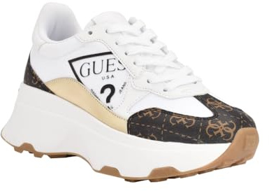 Guess Women's Calebb5 Sneaker, White/Brown 145, 9
