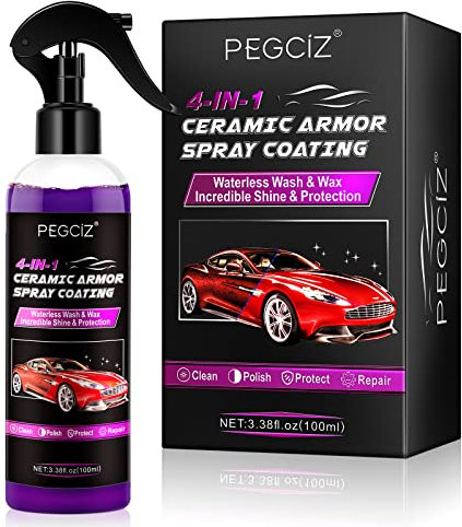 NUEDSFXO 4 in 1 Ceramic Car Coating Spray, 100ml Waterless Car Wash and Wax Spray, Car Scratch Repair Spray, Car Wax Polish Spray for Motorcycles, High Protection Cars Cleaning (1PC)