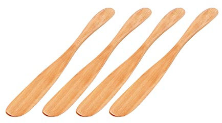 Kopida Lot de 4 couteaux à beurre en bois naturel pour confiture, fromage, bagels, sandwichs, pain, gâteaux, petit-déjeuner, condiments