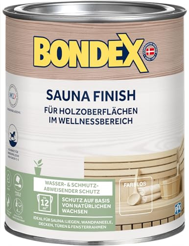 Bondex Sauna Finish Farblos 1 L für 12 m² | Wasser- und schmutzabweisend | Schutz auf Basis von natürlichen Wachsen | Kein Ausdünsten oder Abfärben | Seidenmatt | Holzpflege | Holzwachs