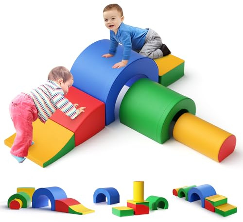 Set di giochi morbidi per bambini - Gioco in schiuma morbida per arrampicarsi e gattonare per bambini, set multicolore da 5 pezzi