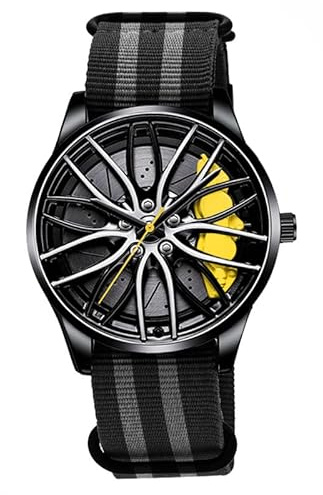ROSSOM Hommes Montre Hommes Sport Montres mâle évider Conception Montre Nylon Militaire analogique Quartz Montre pour BMW Roue étrier Hommes Montres