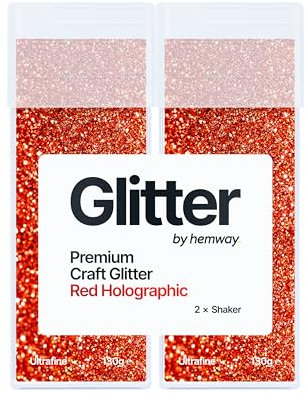 Hemway Craft Glitter Shaker Red Holographic 130g x2 Pack Ultrafine