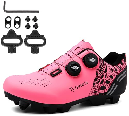 PENXZT Scarpe da Ciclismo Donna, Scarpe da Strada Mountain compatibili con Peloton SPD/SPD-SL Delta, Scarpe da Bicicletta per Interni Antiscivolo,Pink a,40 EU