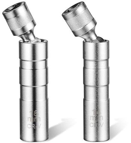 Gatuida Zündkerzenschlüssel 14mm und 16mm: 2 Stück Universal Flexibel Zündkerzenschlüssel Satz Magnet Universal Drehbarer Zündkerzenschlüssel Dünnwandige für die Autoreparatur, Kfz Werkzeug