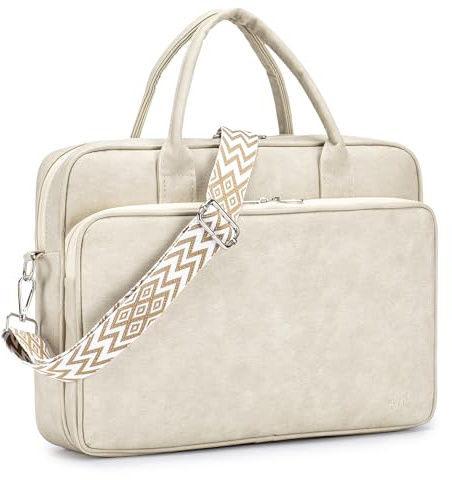 SUCIKORIO Arbeitstasche Damen Leder, Wasserdicht Laptoptasche Damen Elegant 15,6 Zoll Lehrertasche Groß Laptop Aktentaschen Leder Mit Vielen Fächern Briefcases für Arbeit, Schul, Büro
