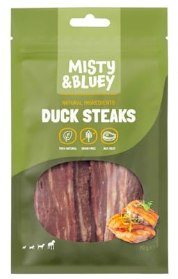 20x 70g Duck Steaks 100% natürlich Ente Entenfleisch Hundeleckerli getreidefrei Hundeleckerlies ohne Getreide Hundesnack Leckerli Hund Leckerlies für Hunde Snack Belohnung Großpackung 1,4kg