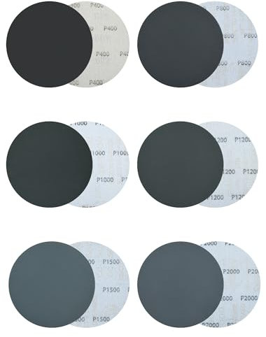 150mm Schleifpapier Körnung 400/800/1000/1200/1500/2000, 60 Stück Schleifscheiben 150mm Klett Nass Trocken Schleifblätter für Auto, Metall, Holz, Lack Polieren & Feinschliff
