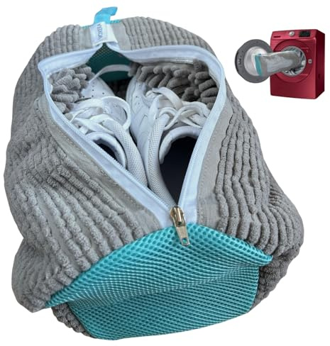 VOXERA Schuhwaschbeutel Waschmaschine - Extra Groß, Farbbeständig, Wiederverwendbarer Waschbeutel Schuhe - Sneaker Schuh Waschbeutel für Waschmaschine - Grau