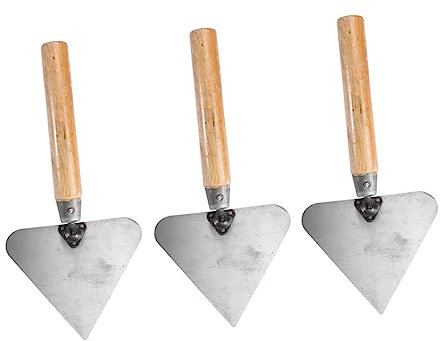 HOMSFOU Truelle Triangulaire Pour Béton Lot De 3 Avec Manche En Bois Pour Plâtre Et Maçonnerie