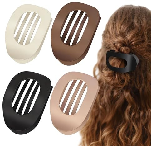 Ztolbriy Pinza Pelo Plana Entenschnabel – Pinza Duckbill Grande para Mujer | Sujeción Extra Fuerte para Pelo Fino & Grueso | Juego de 4 Pinzas Mate (Neutras)