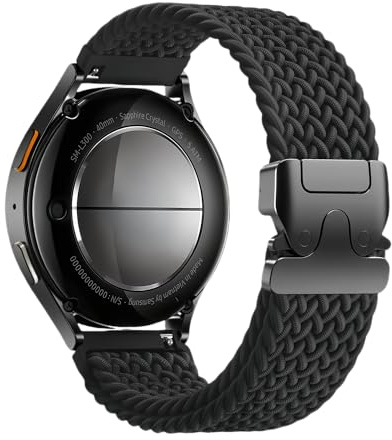 Flätat nylon klockband Stretchig sportband med säker fallskärmsspänne – Compatible with Samsung Galaxy Watch 7/FE/6/5/4/3 & Watch 5 Pro & 6/4 Classic & Gear S3/S2