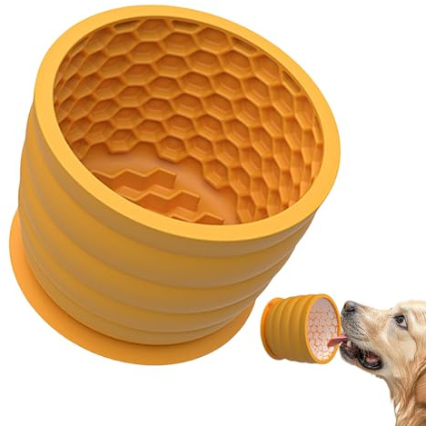 Slow Feeder Puppy Dish - Enrichment Lick Plate, Silicone Pet Tray | Non Slip Suction Cup Dog Feeding Tool, Microwave Safe Material with Interactive Design for Digestion Control and Calm