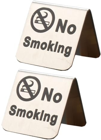 SHINEOFI 2 pièces Panneaux de Table Double Face Acier Inoxydable Interdiction de Fumer Signalétique Non-fumeur pour Bureau Hôtel et Restaurant et Visible sur Bureau