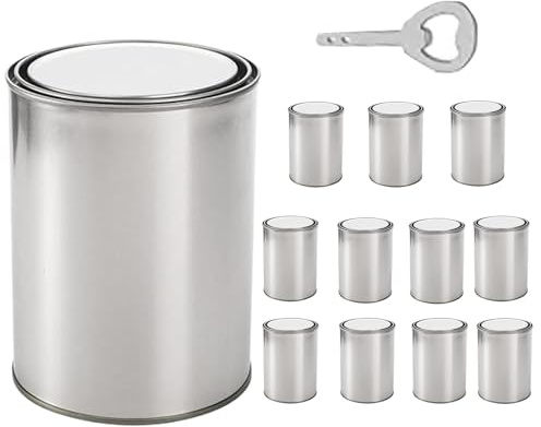 SVCEQZE 12 Pieces Metal Paint Pail, 500ml Tinplate Paint Pail With Lid, 3.2 X 3.7 Inches Unlined Paints Cans, Multipurpose Metal Empty Cans For Paints Storage And More