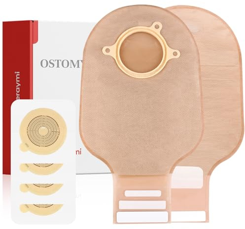 22 Pz sacchetti di colostomia sacchetti di drenaggio a due pezzi sacchetto di ostomia per Ileostomia e cura della stoma, 60 mm Max (16 x Sacchetti + 6 x Barriere)