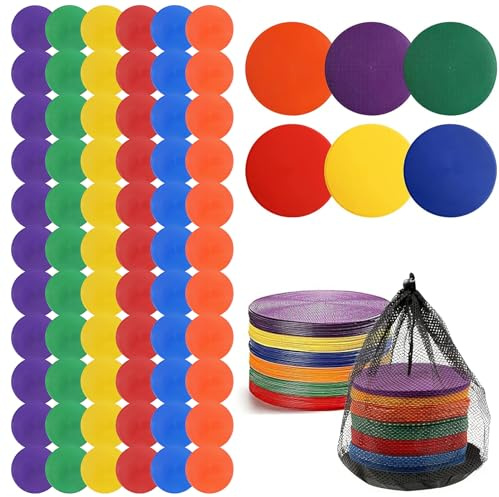 CISSIYOG Lot de 60 disques de marquage antidérapants de 15 cm | avec sac en filet noir pour football, gymnastique, handball, basketball et terrains de sport