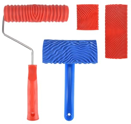 Ocnvlia Wood Grain Tools, 4Pcs Wood Grain Roller Painting Tools Texture Pattern with Handles Texture Tool Paint,for Wall Room