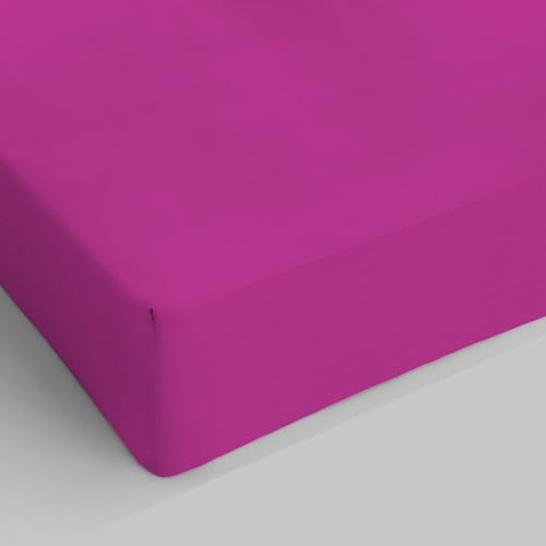 Lenzuolo Sotto MAX COLOR con Angoli Elasticizzati da 25 cm Letto Singolo 90x200 cm, 100% Cotone Made in Italy - Tinta Unita FUCSIA