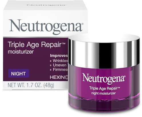 Neutrogena Triple Age Repair Night Face Moisturizer - with Hexinol Technology & Vitamin C, Anti-Wrinkle Face Cream, Visibly Reduces the look Wrinkles & Firms Skin While You Sleep, 1.7 oz