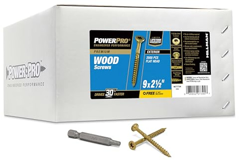 Power Pro Exterior Wood Screws, #9 x 2-1/2in, 2500 Pack, Bronze